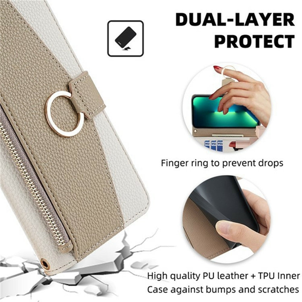 For Xiaomi 17 Pro Max Case Mirror Wallet Leather Phone Cover with Chain Shoulder Strap - White