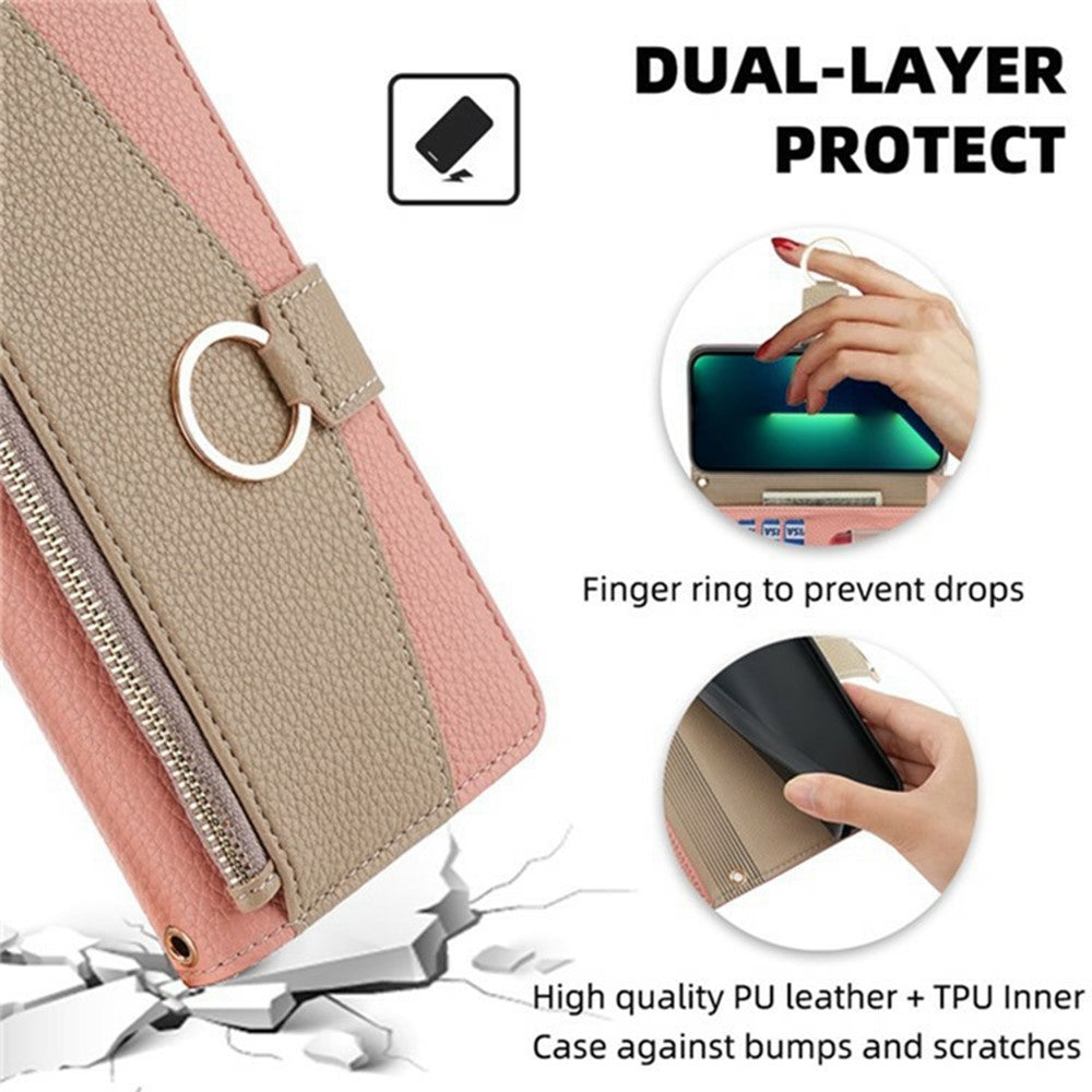 For Xiaomi 17 Pro Max Case Mirror Wallet Leather Phone Cover with Chain Shoulder Strap - Pink