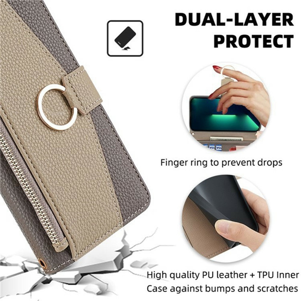 For Xiaomi 17 Pro Max Case Mirror Wallet Leather Phone Cover with Chain Shoulder Strap - Grey