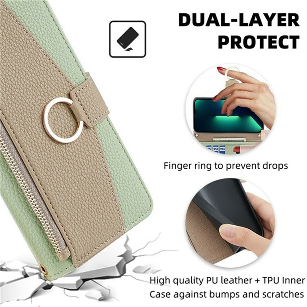 For Xiaomi 17 Pro Max Case Mirror Wallet Leather Phone Cover with Chain Shoulder Strap - Green