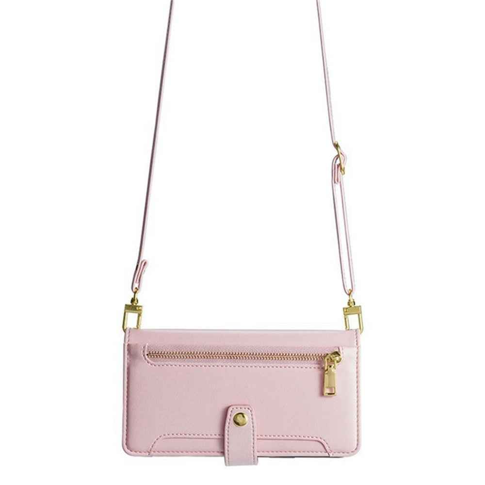 For Xiaomi 17 Pro Leather Case Zipper Pocket Wallet Phone Cover with 2 Straps - Pink