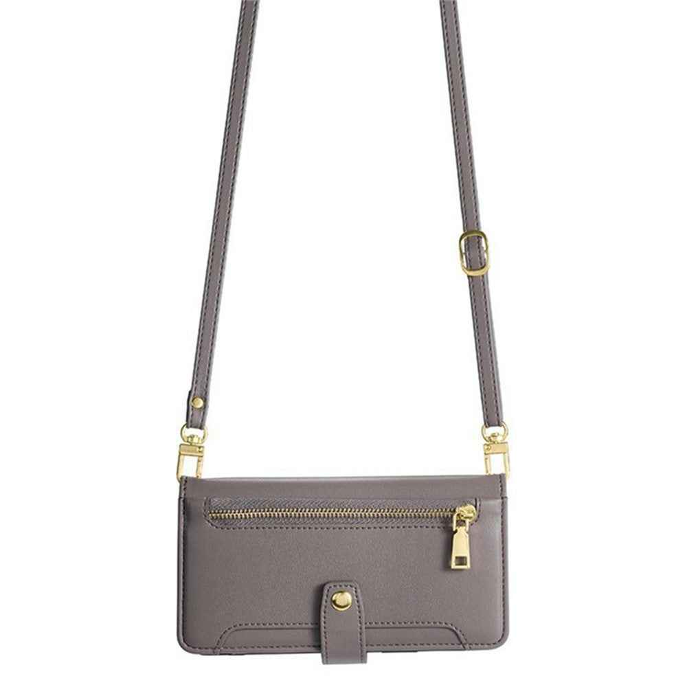 For Xiaomi 17 Pro Leather Case Zipper Pocket Wallet Phone Cover with 2 Straps - Grey