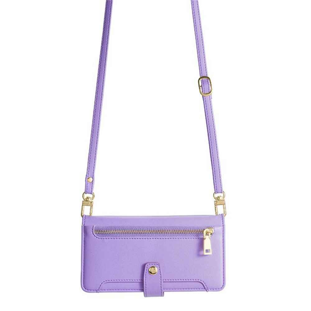 For Xiaomi 17 Pro Leather Case Zipper Pocket Wallet Phone Cover with 2 Straps - Purple