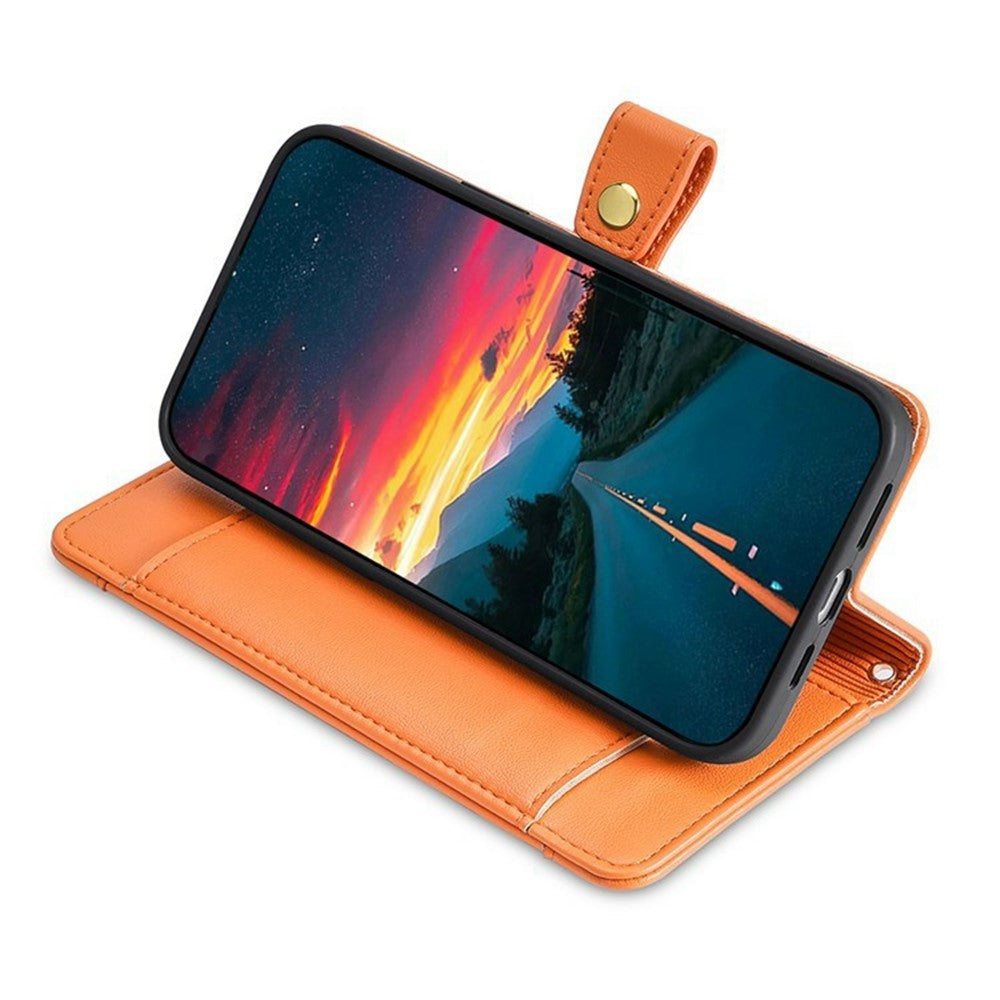 For Xiaomi 17 Pro Max Leather Case Zipper Pocket Wallet Phone Cover with 2 Straps - Orange