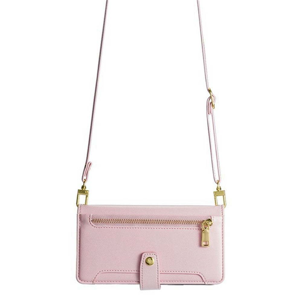 For Xiaomi 17 Pro Max Leather Case Zipper Pocket Wallet Phone Cover with 2 Straps - Pink