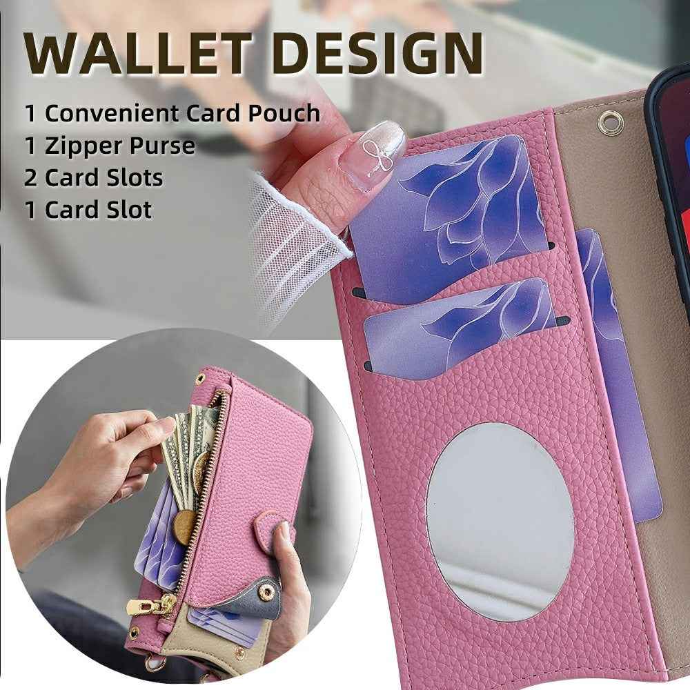 For Xiaomi 17 Pro Leather Case Wallet Stand Cover Irregular Tail Style with Chain Strap - Pink