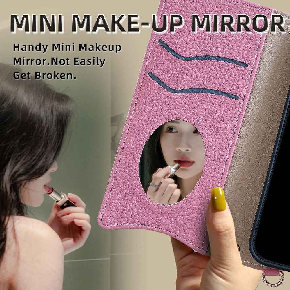 For Xiaomi 17 Pro Leather Case Wallet Stand Cover Irregular Tail Style with Chain Strap - Pink