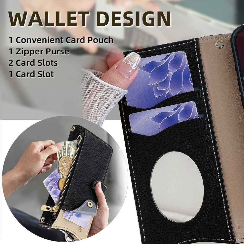 For Xiaomi 17 Pro Leather Case Wallet Stand Cover Irregular Tail Style with Chain Strap - Black