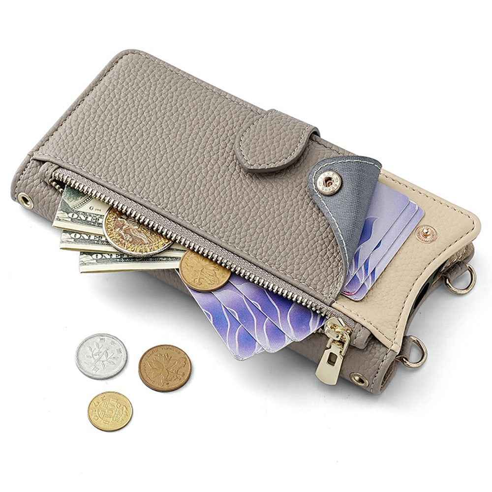 For Xiaomi 17 Pro Leather Case Wallet Stand Cover Irregular Tail Style with Chain Strap - Grey