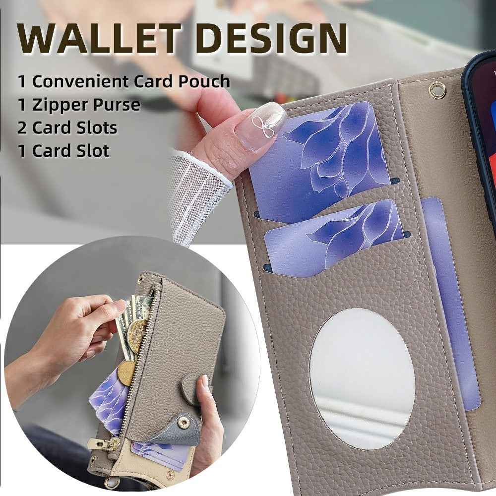 For Xiaomi 17 Pro Leather Case Wallet Stand Cover Irregular Tail Style with Chain Strap - Grey