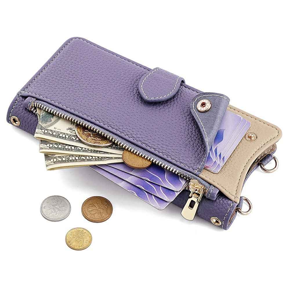 For Xiaomi 17 Pro Leather Case Wallet Stand Cover Irregular Tail Style with Chain Strap - Purple