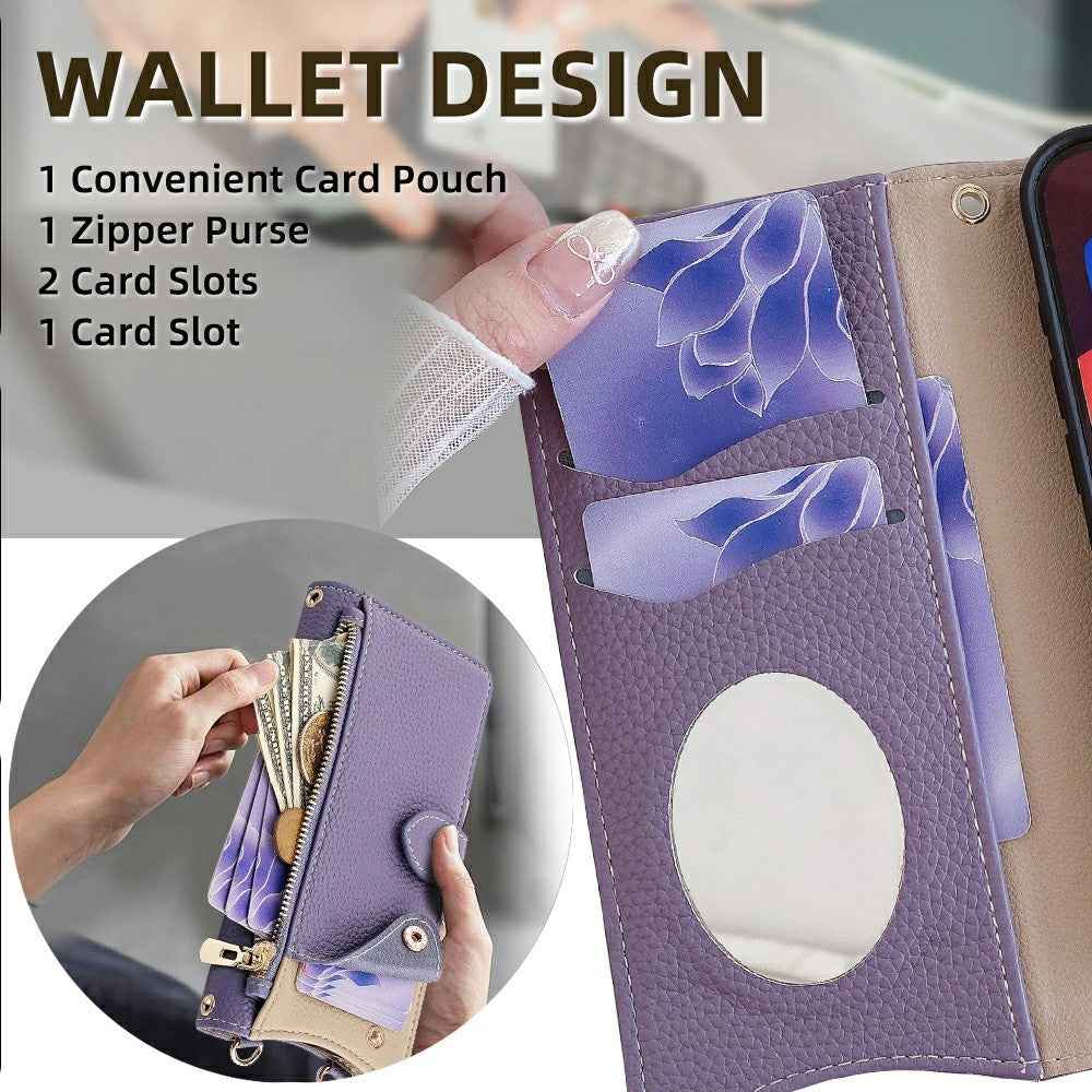 For Xiaomi 17 Pro Leather Case Wallet Stand Cover Irregular Tail Style with Chain Strap - Purple