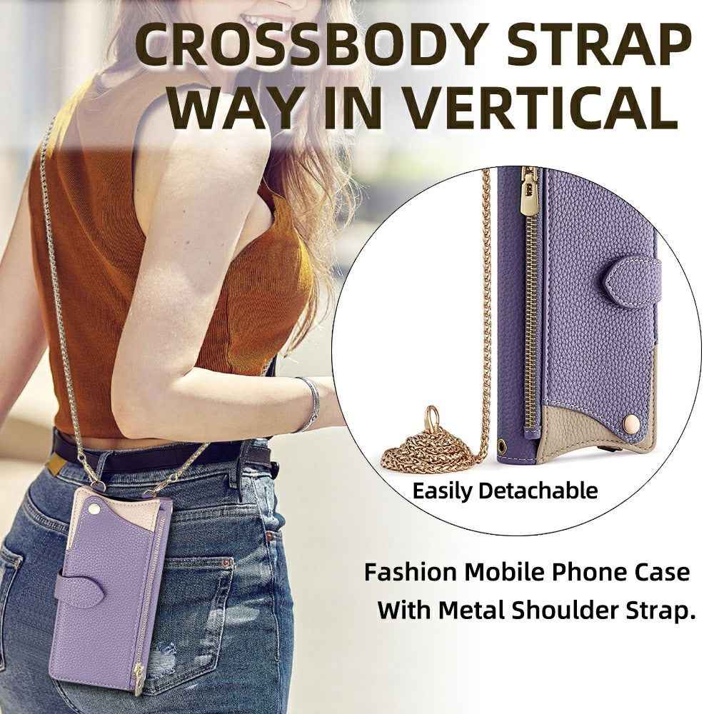 For Xiaomi 17 Pro Leather Case Wallet Stand Cover Irregular Tail Style with Chain Strap - Purple