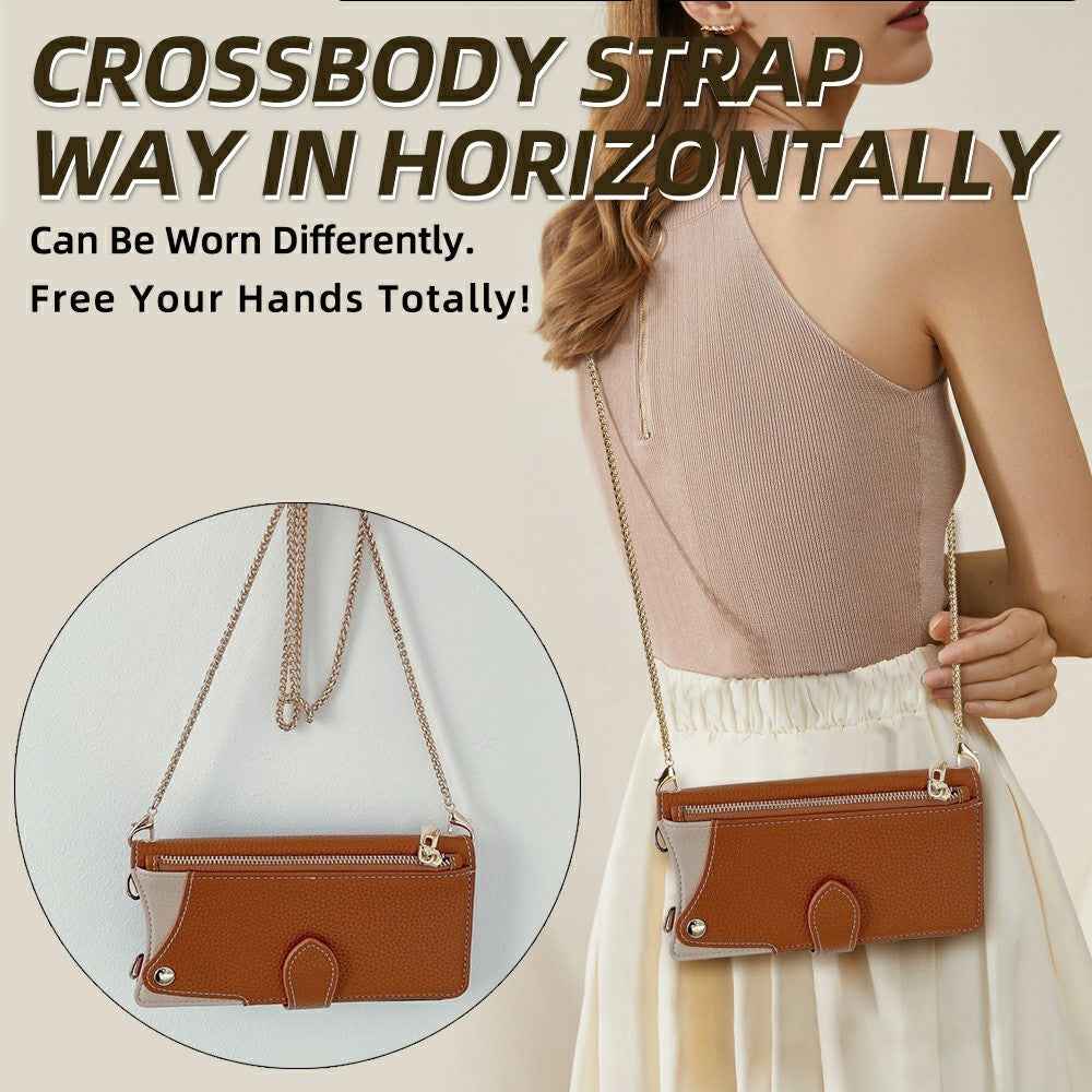 For Xiaomi 17 Pro Leather Case Wallet Stand Cover Irregular Tail Style with Chain Strap - Brown