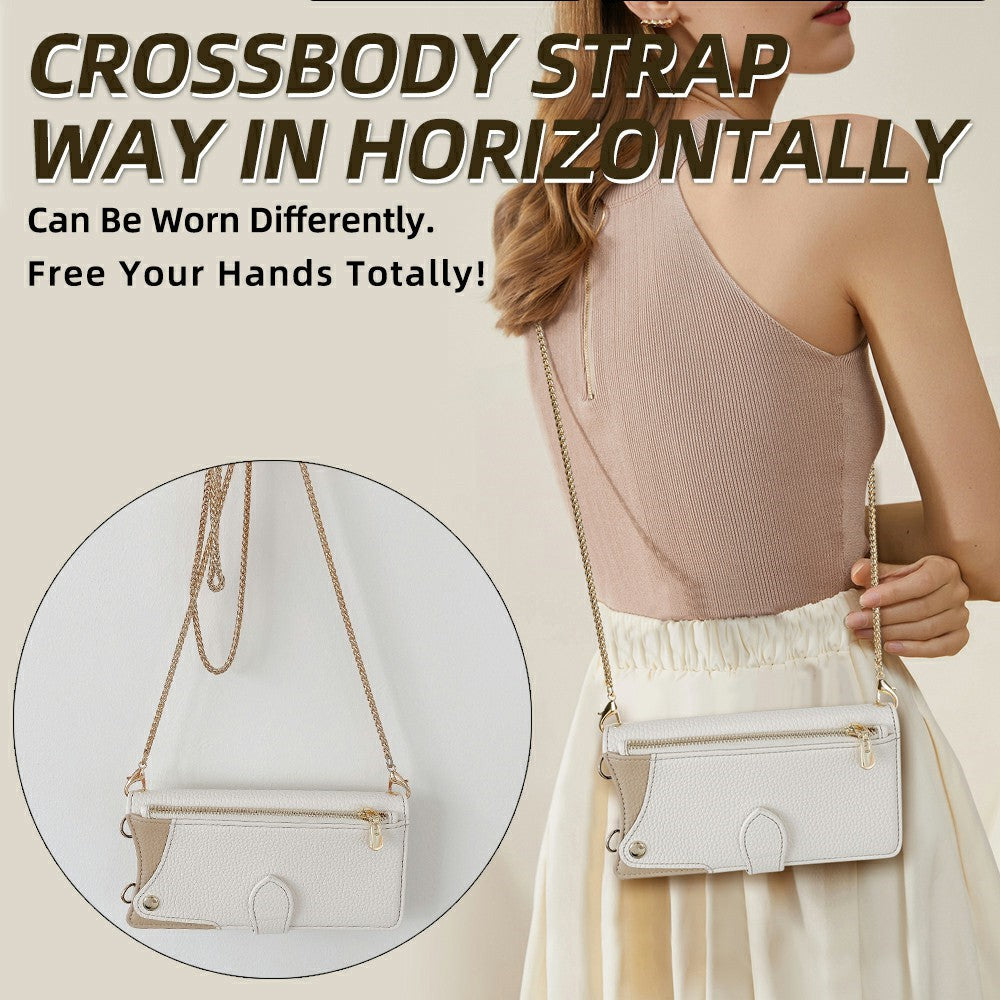 For Xiaomi 17 Pro Max Leather Case Wallet Stand Cover Irregular Tail Style with Chain Strap - White