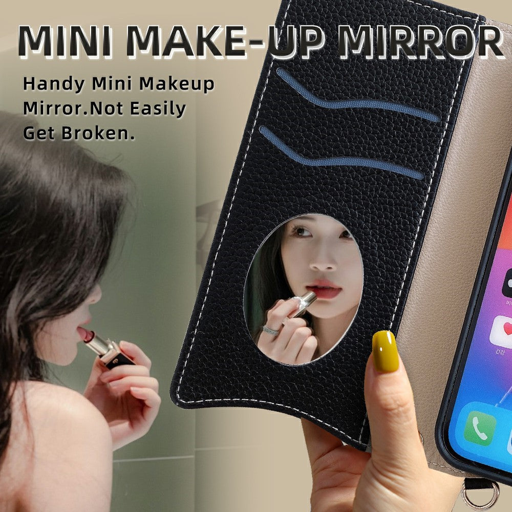 For Xiaomi 17 Pro Max Leather Case Wallet Stand Cover Irregular Tail Style with Chain Strap - Black