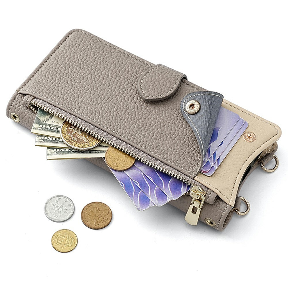 For Xiaomi 17 Pro Max Leather Case Wallet Stand Cover Irregular Tail Style with Chain Strap - Grey