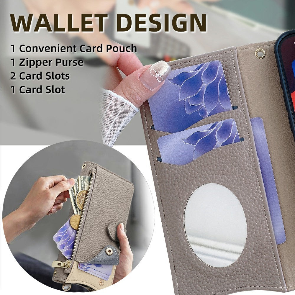 For Xiaomi 17 Pro Max Leather Case Wallet Stand Cover Irregular Tail Style with Chain Strap - Grey