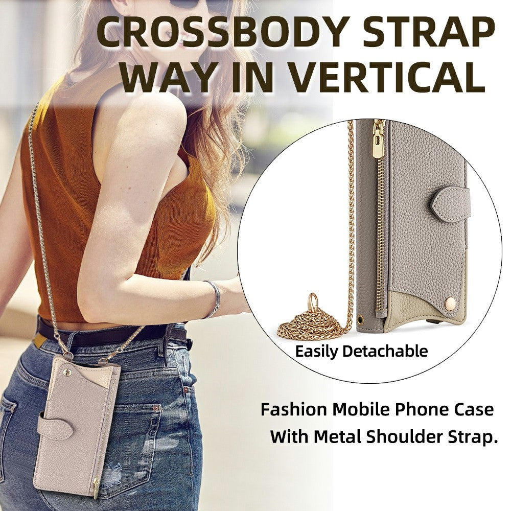 For Xiaomi 17 Pro Max Leather Case Wallet Stand Cover Irregular Tail Style with Chain Strap - Grey