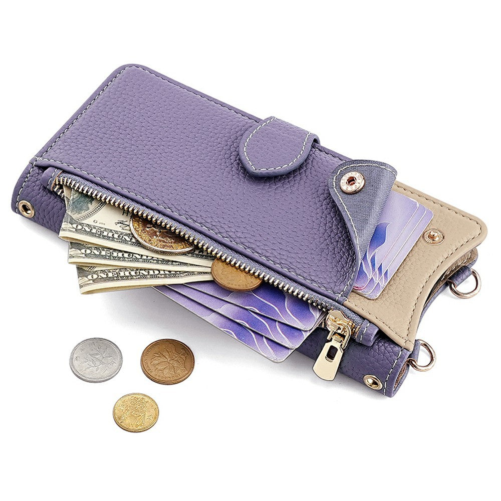 For Xiaomi 17 Pro Max Leather Case Wallet Stand Cover Irregular Tail Style with Chain Strap - Purple