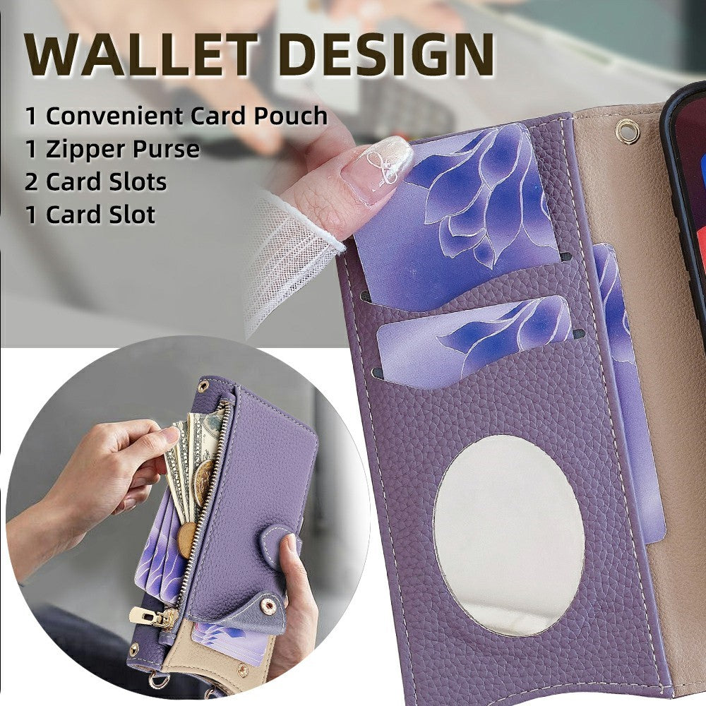 For Xiaomi 17 Pro Max Leather Case Wallet Stand Cover Irregular Tail Style with Chain Strap - Purple