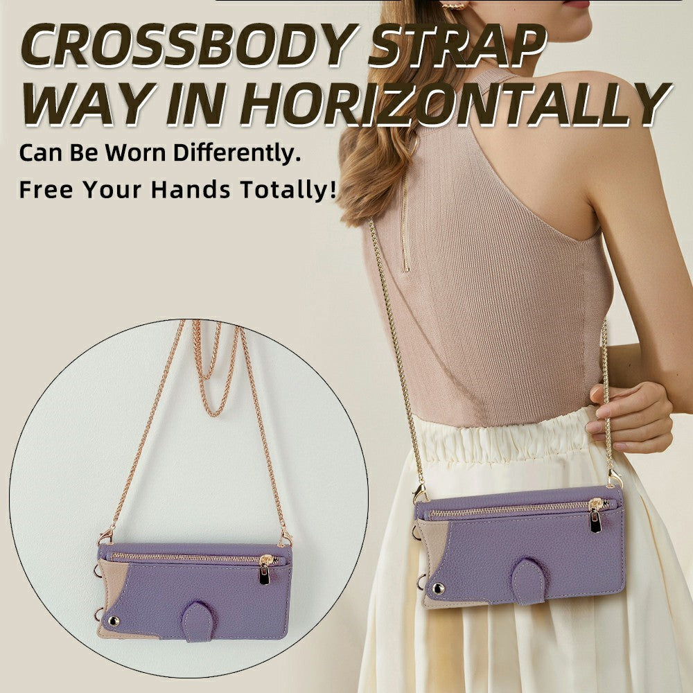 For Xiaomi 17 Pro Max Leather Case Wallet Stand Cover Irregular Tail Style with Chain Strap - Purple
