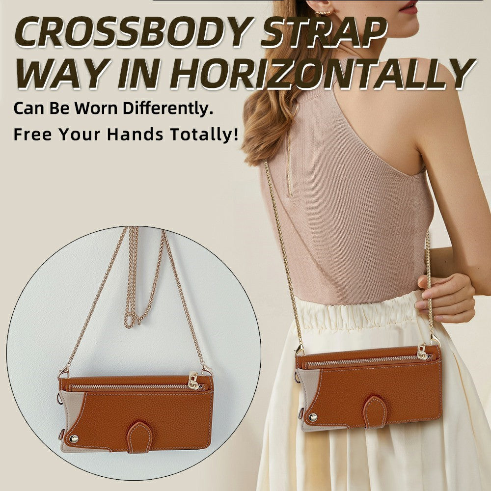 For Xiaomi 17 Pro Max Leather Case Wallet Stand Cover Irregular Tail Style with Chain Strap - Brown