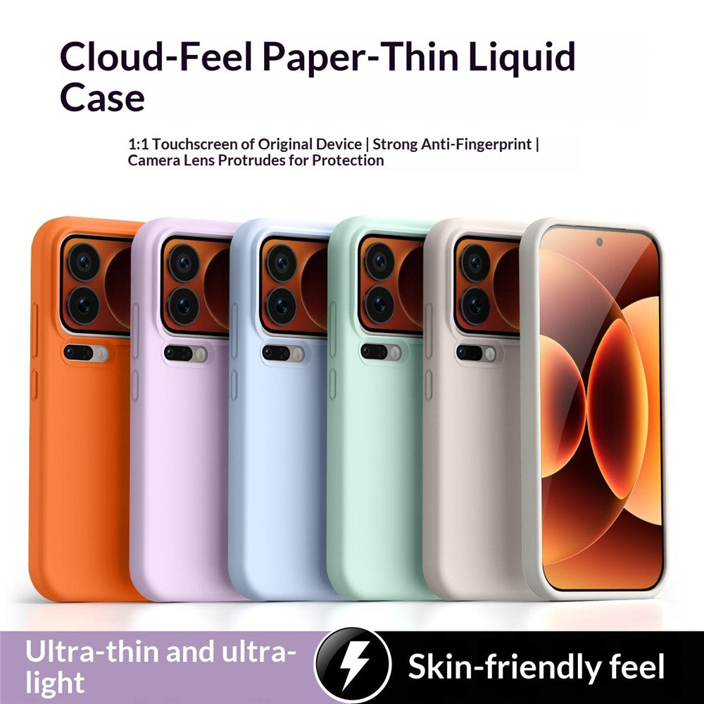 For Xiaomi 17 Pro Max Case Ultra Thin Liquid Silicone + PC Phone Cover with Camera Touch Control Button - Antique White