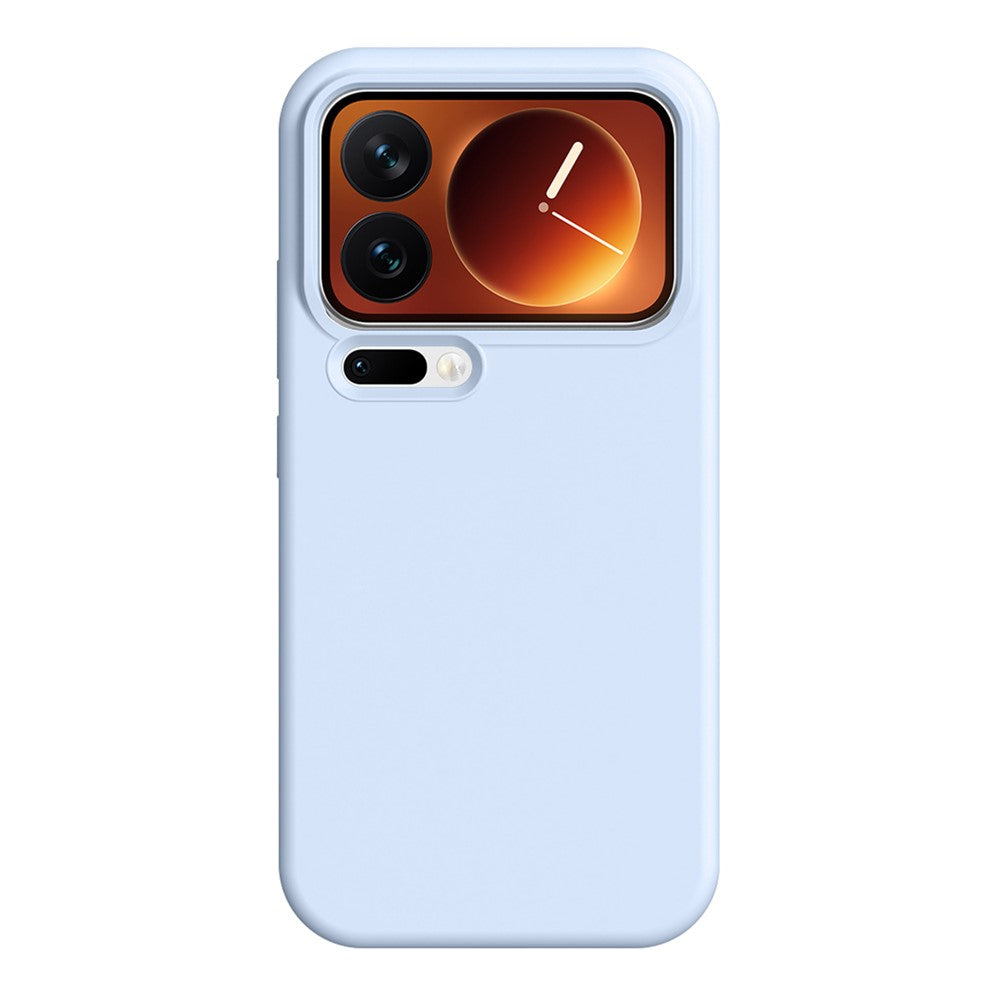 For Xiaomi 17 Pro Max Case Ultra Thin Liquid Silicone + PC Phone Cover with Camera Touch Control Button - Cloud Blue