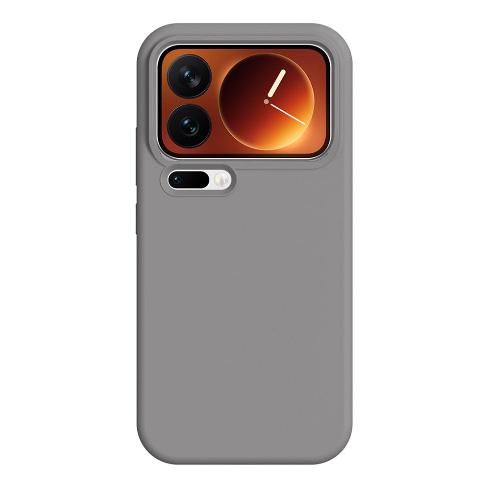 For Xiaomi 17 Pro Max Case Ultra Thin Liquid Silicone + PC Phone Cover with Camera Touch Control Button - Dark Grey