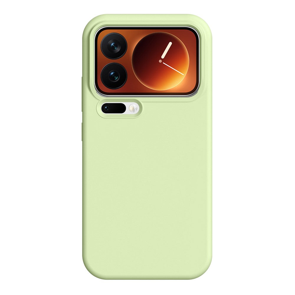 For Xiaomi 17 Pro Max Case Ultra Thin Liquid Silicone + PC Phone Cover with Camera Touch Control Button - Sage Green