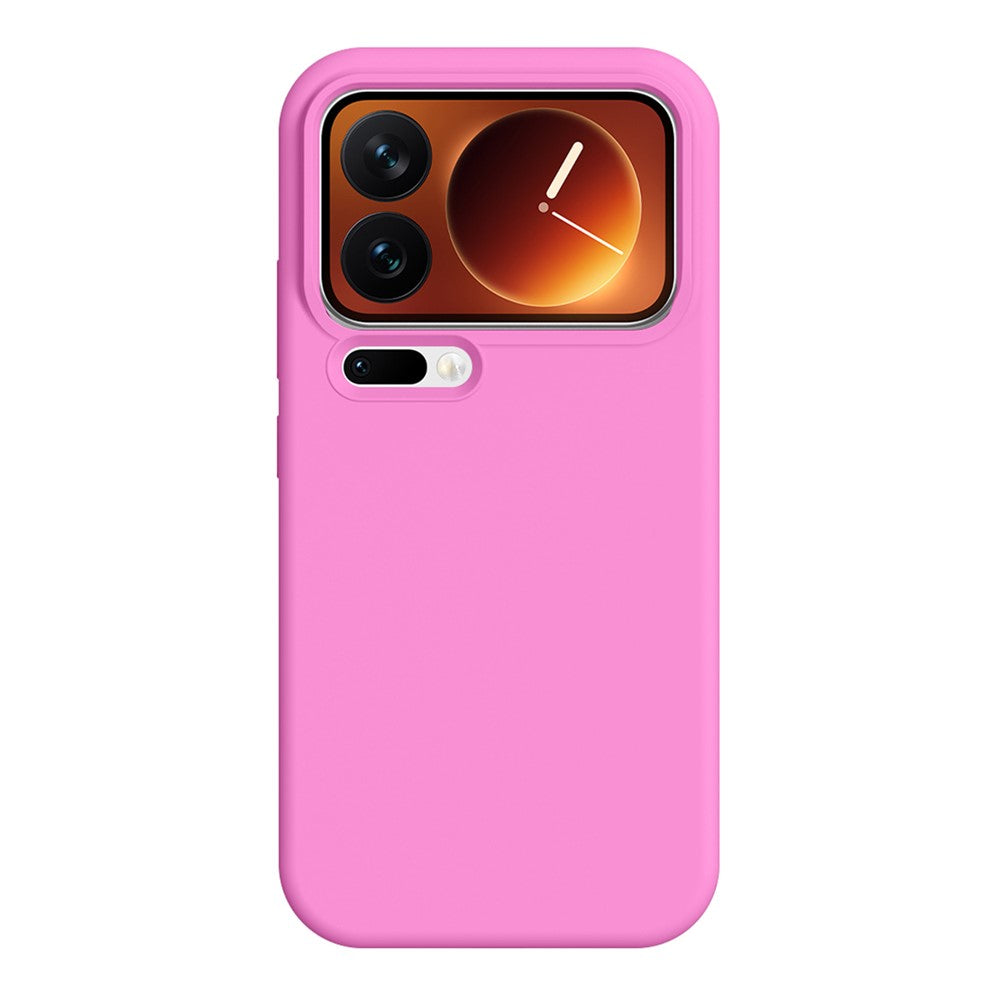 For Xiaomi 17 Pro Max Case Ultra Thin Liquid Silicone + PC Phone Cover with Camera Touch Control Button - Rose Pink