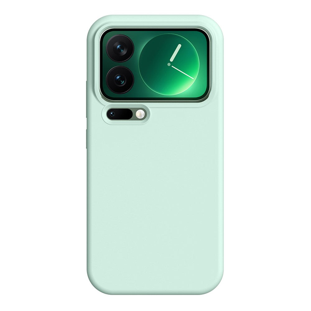 For Xiaomi 17 Pro Max Case Ultra Thin Liquid Silicone + PC Phone Cover with Camera Touch Control Button -  Light Green