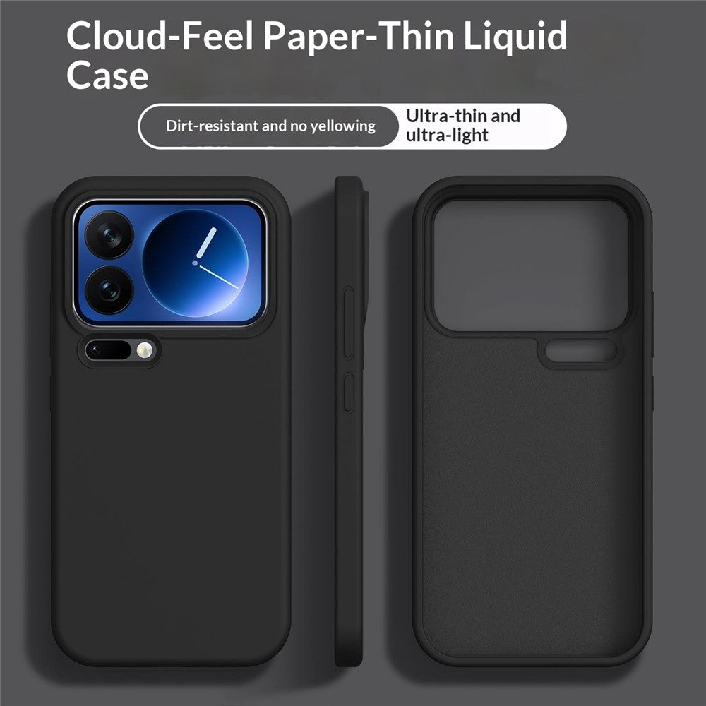 For Xiaomi 17 Pro Max Case Ultra Thin Liquid Silicone + PC Phone Cover with Camera Touch Control Button - Black