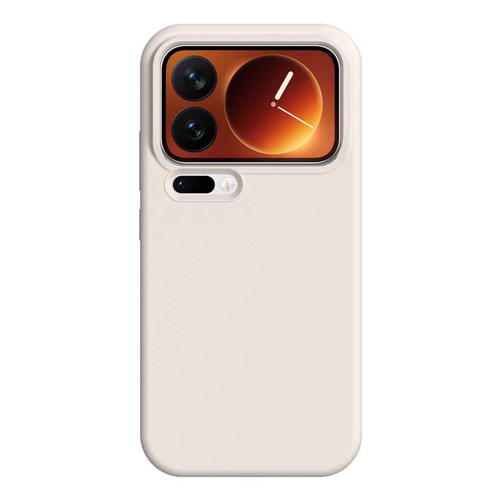 For Xiaomi 17 Pro Case Ultra Thin Liquid Silicone + PC Phone Cover with Camera Touch Control Button -  Antique White