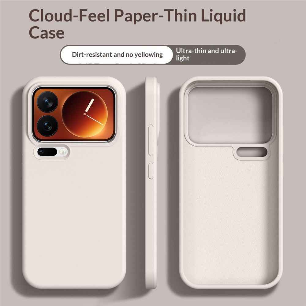 For Xiaomi 17 Pro Case Ultra Thin Liquid Silicone + PC Phone Cover with Camera Touch Control Button -  Antique White
