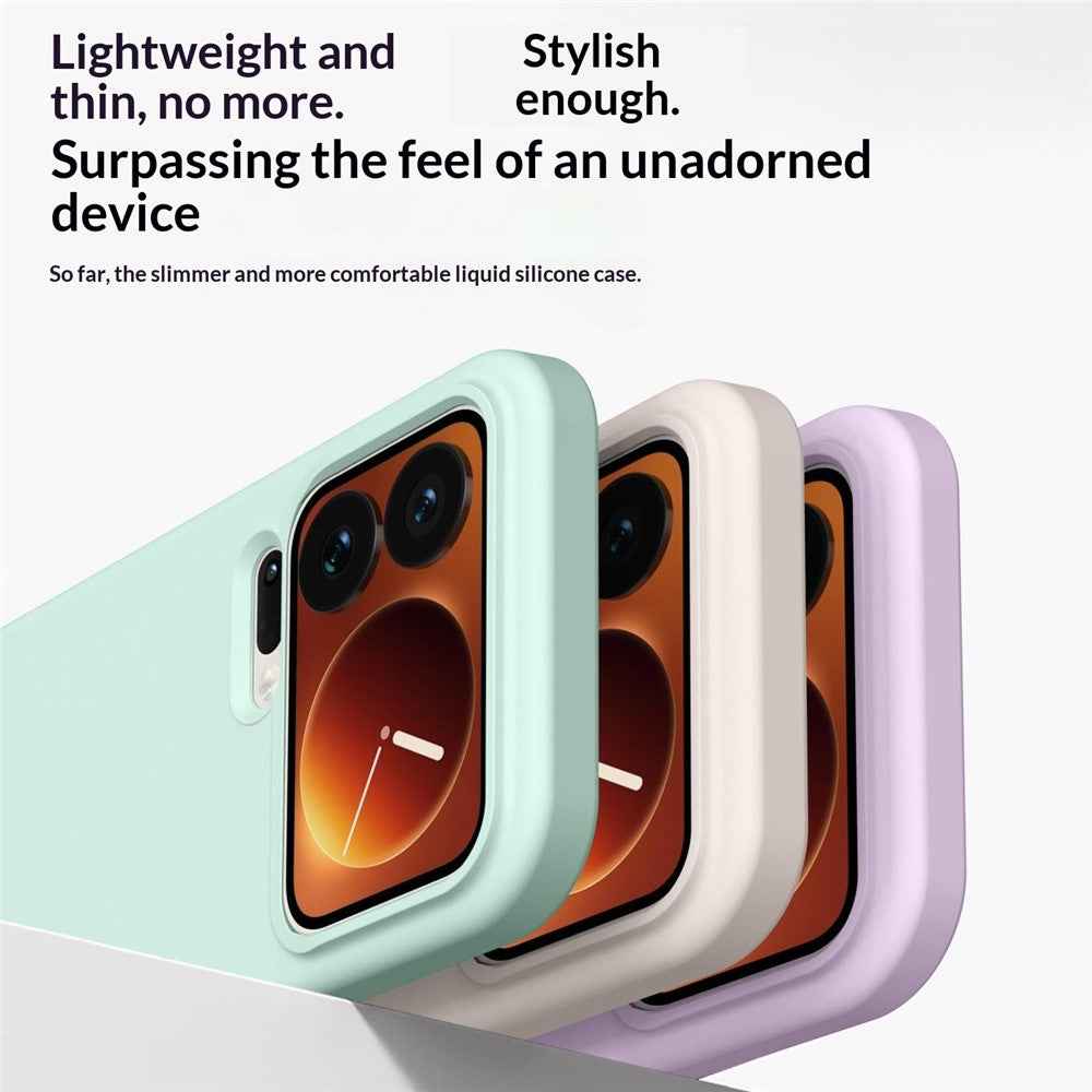 For Xiaomi 17 Pro Case Ultra Thin Liquid Silicone + PC Phone Cover with Camera Touch Control Button -  Antique White
