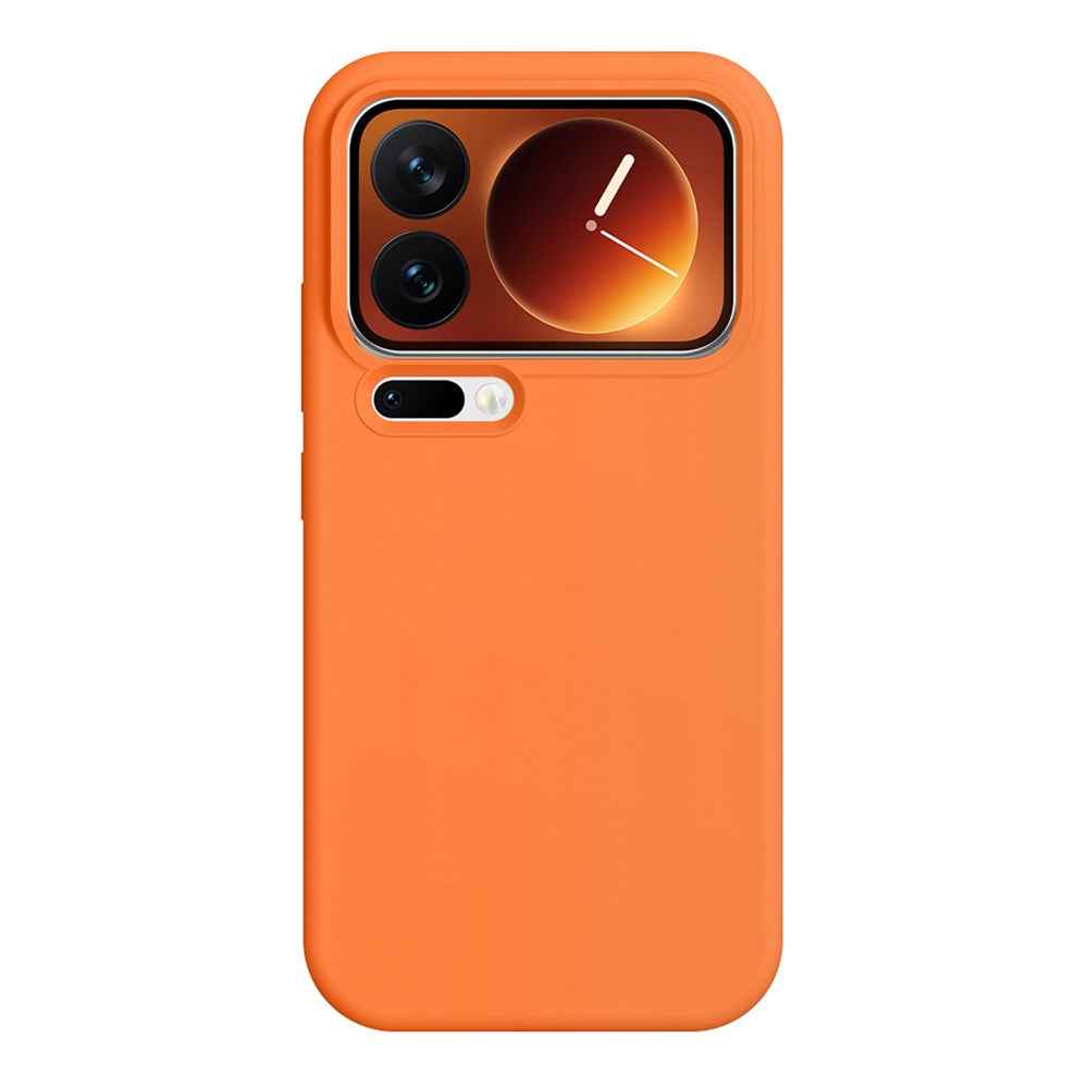 For Xiaomi 17 Pro Case Ultra Thin Liquid Silicone + PC Phone Cover with Camera Touch Control Button - Orange