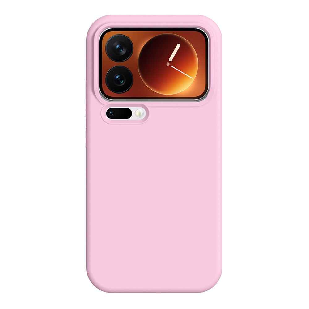 For Xiaomi 17 Pro Case Ultra Thin Liquid Silicone + PC Phone Cover with Camera Touch Control Button - Sakura Pink