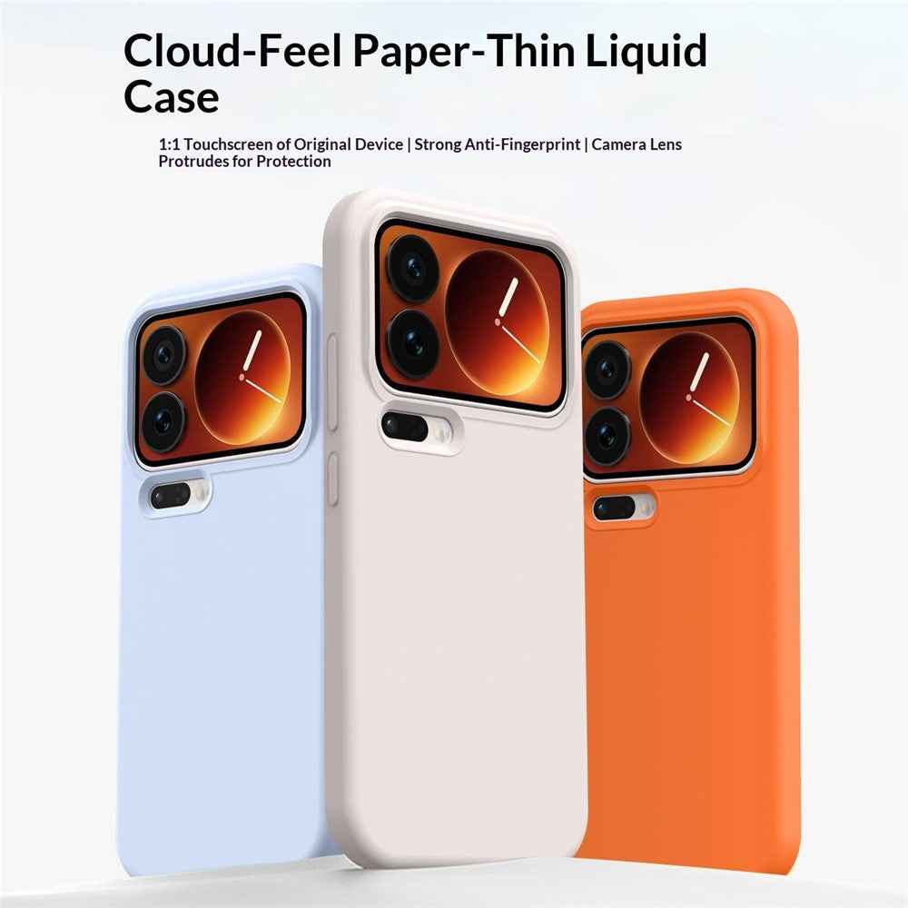 For Xiaomi 17 Pro Case Ultra Thin Liquid Silicone + PC Phone Cover with Camera Touch Control Button - Sage Green