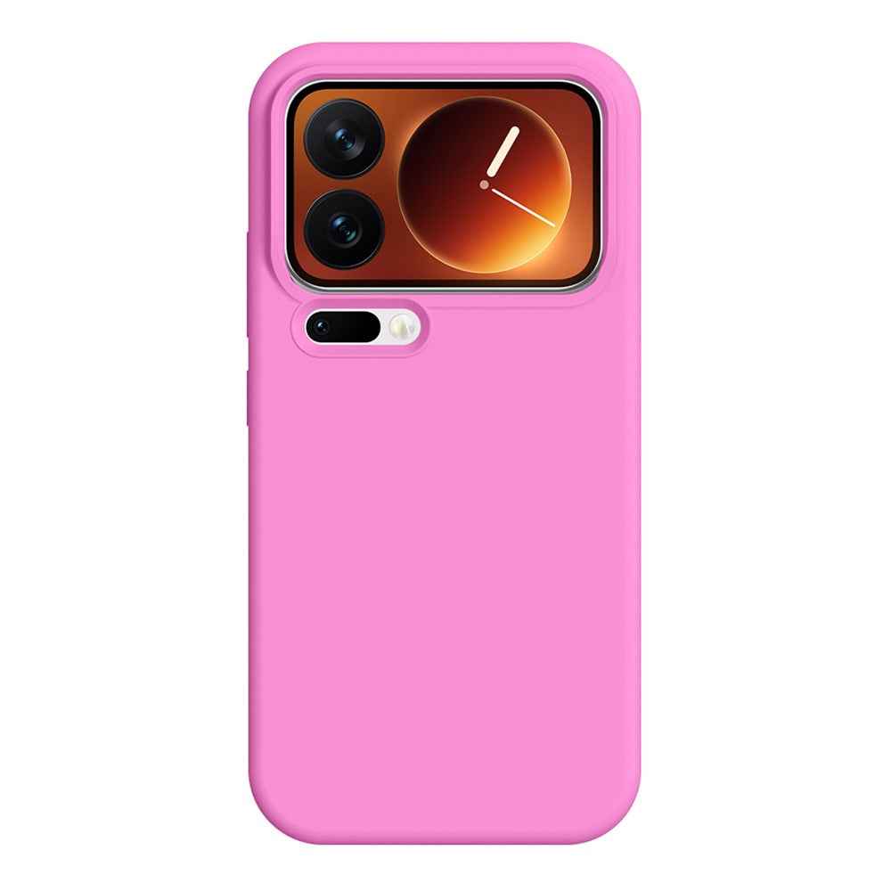 For Xiaomi 17 Pro Case Ultra Thin Liquid Silicone + PC Phone Cover with Camera Touch Control Button - Rose Pink