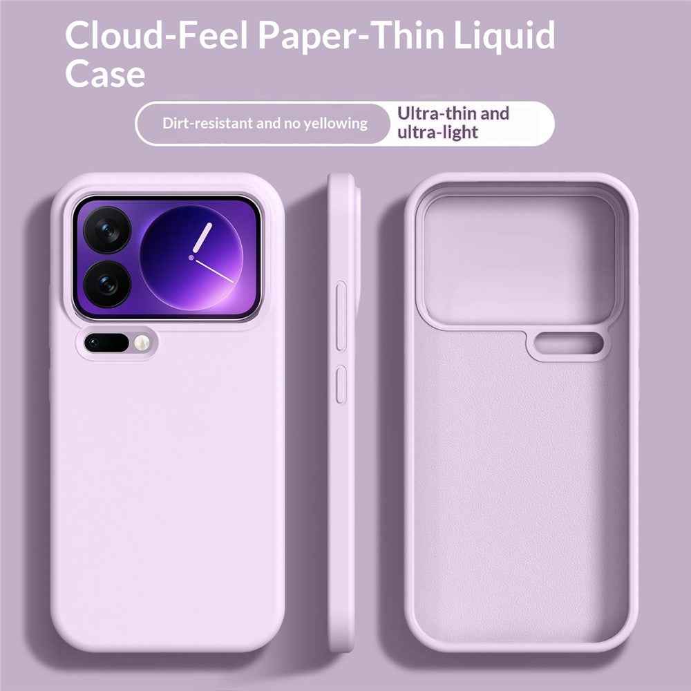 For Xiaomi 17 Pro Case Ultra Thin Liquid Silicone + PC Phone Cover with Camera Touch Control Button -  Bean Purple