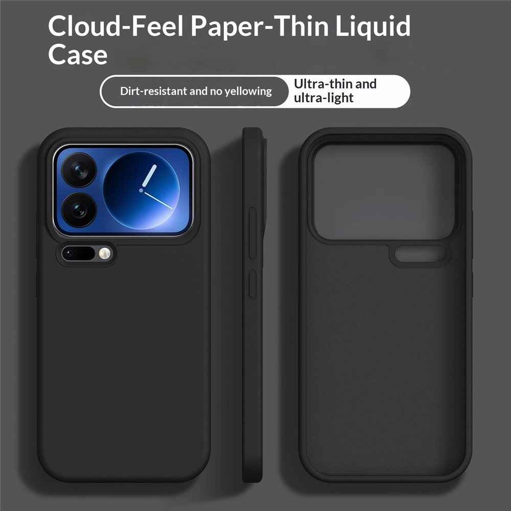 For Xiaomi 17 Pro Case Ultra Thin Liquid Silicone + PC Phone Cover with Camera Touch Control Button -  Black