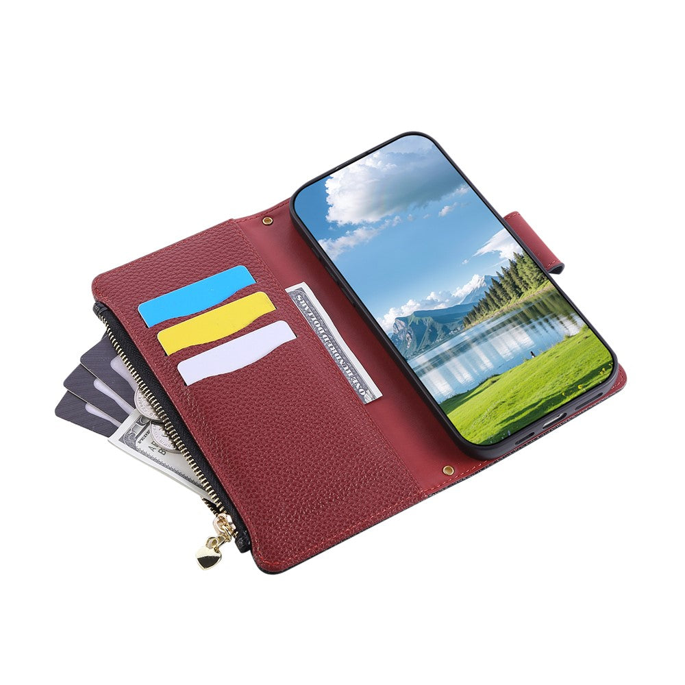 For Xiaomi 17 Pro Max Case Zipper Wallet Leather Phone Cover with Wrist Strap - Black