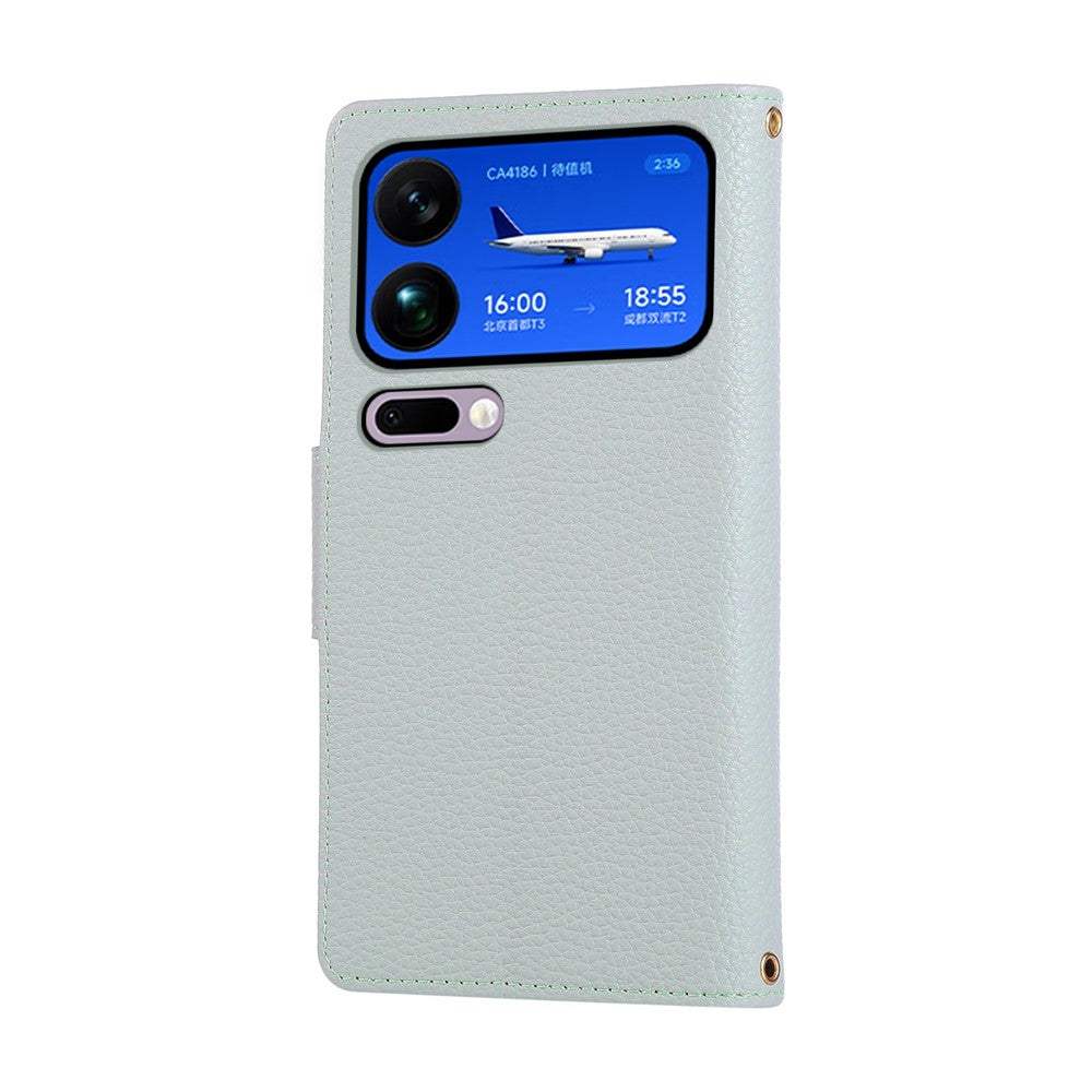 For Xiaomi 17 Pro Max Case Zipper Wallet Leather Phone Cover with Wrist Strap - Cyan