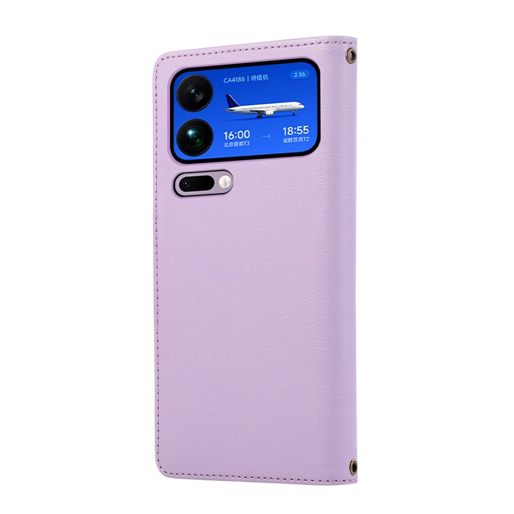 For Xiaomi 17 Pro Max Case Multi Card Slots Zipper Leather Phone Cover with Wrist Strap - Purple