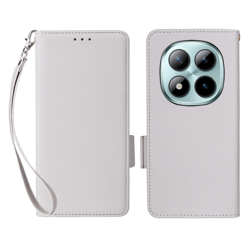 For Xiaomi Redmi Note 15 Pro 4G (Global) Case Litchi Texture Wallet Leather Phone Cover with Wrist Strap - White