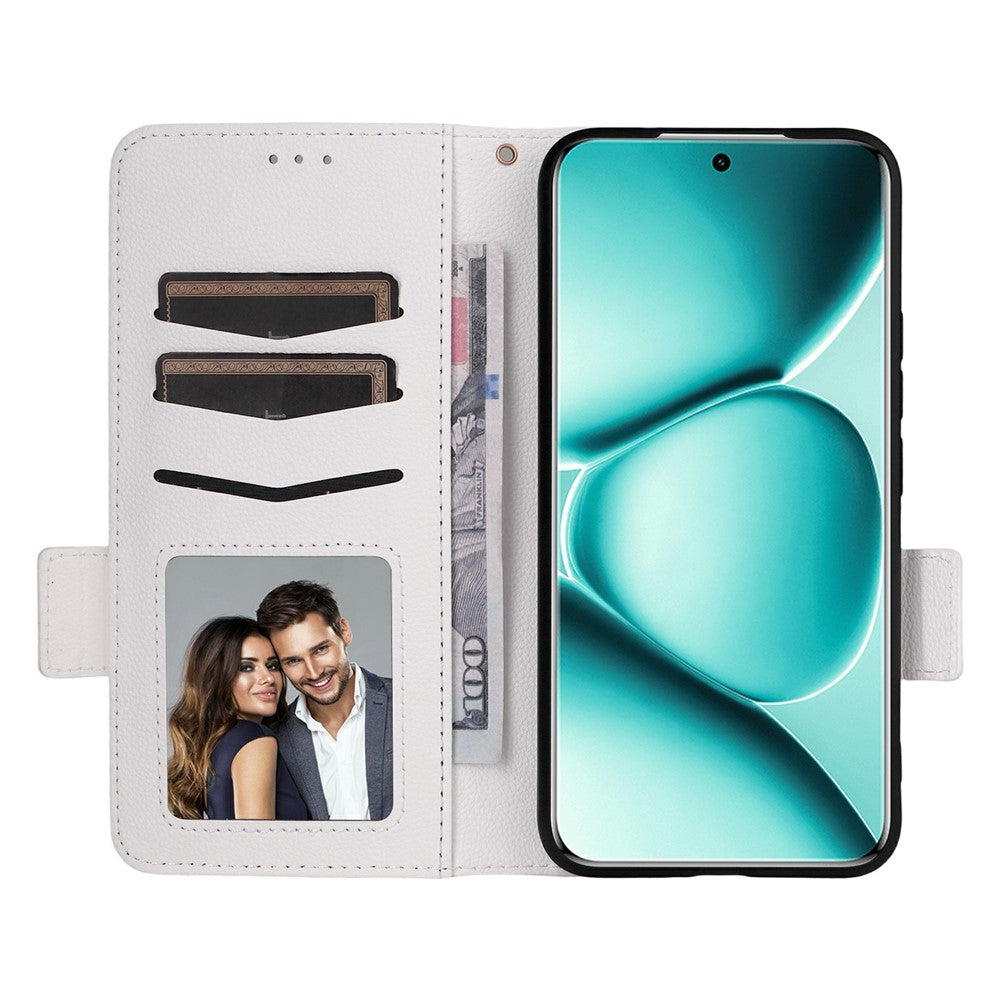 For Xiaomi Redmi Note 15 Pro 4G (Global) Case Litchi Texture Wallet Leather Phone Cover with Wrist Strap - White