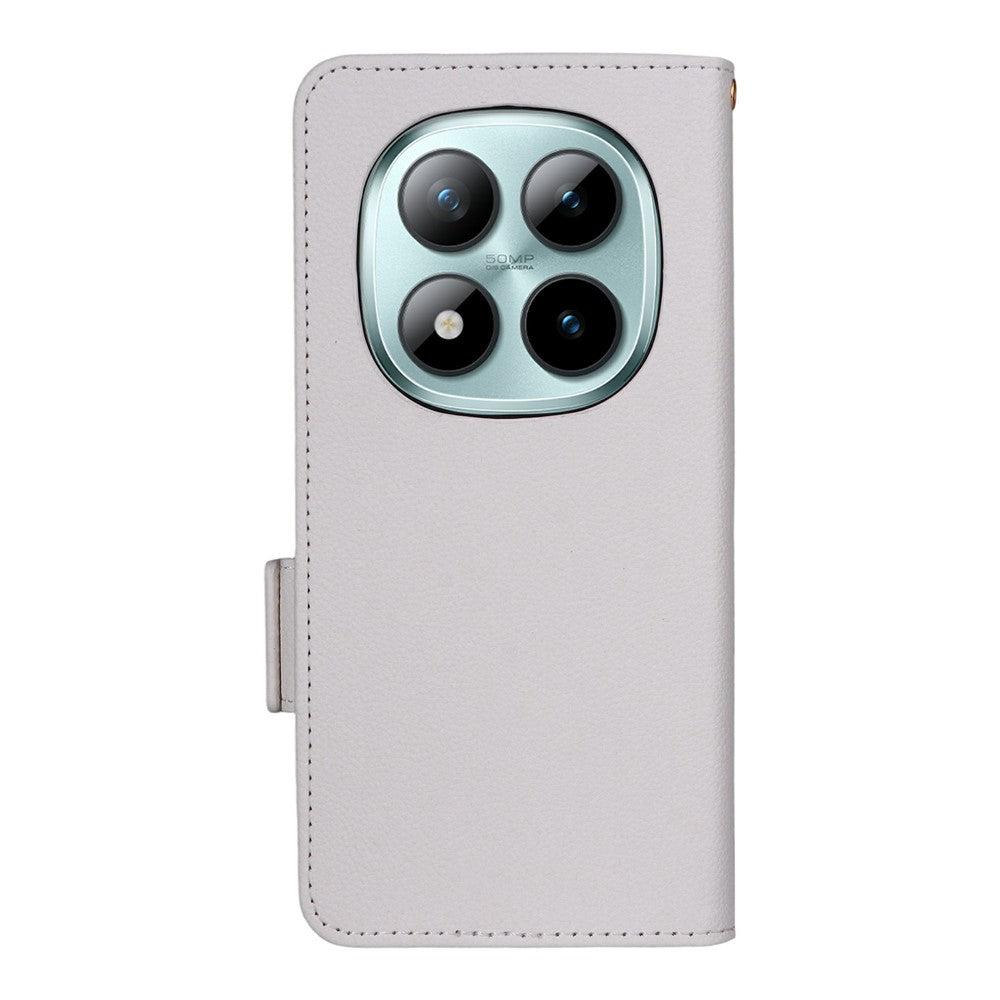 For Xiaomi Redmi Note 15 Pro 4G (Global) Case Litchi Texture Wallet Leather Phone Cover with Wrist Strap - White