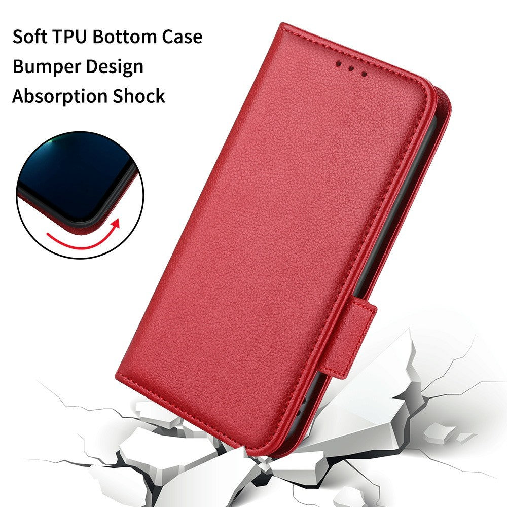 For Xiaomi Redmi Note 15 Pro 4G (Global) Case Litchi Texture Wallet Leather Phone Cover with Wrist Strap - Red